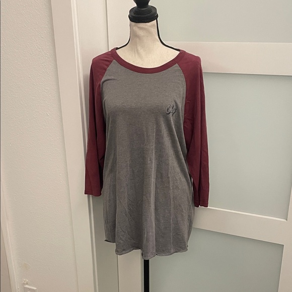 Obey Other - Obey Gray and Burgundy Raglan Shirt